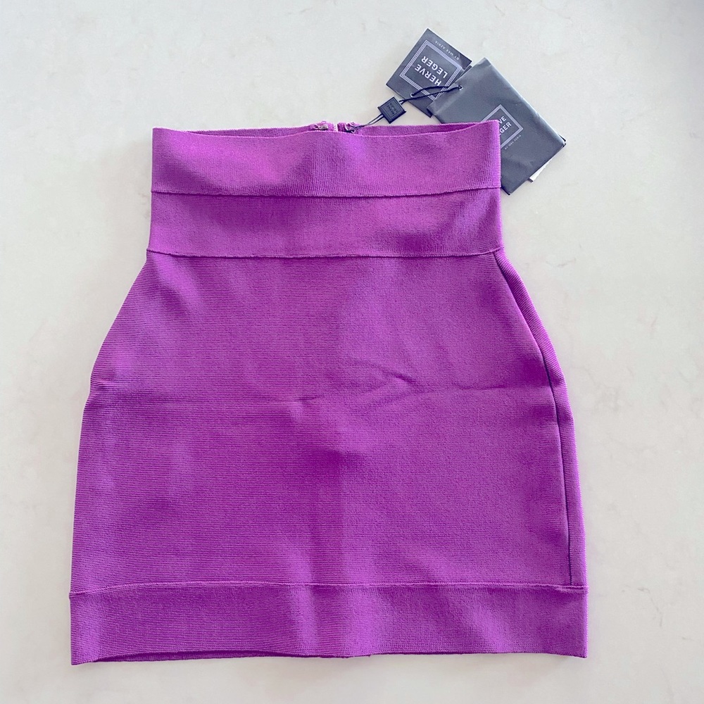 Herve Leger Purple Bondage Skirt